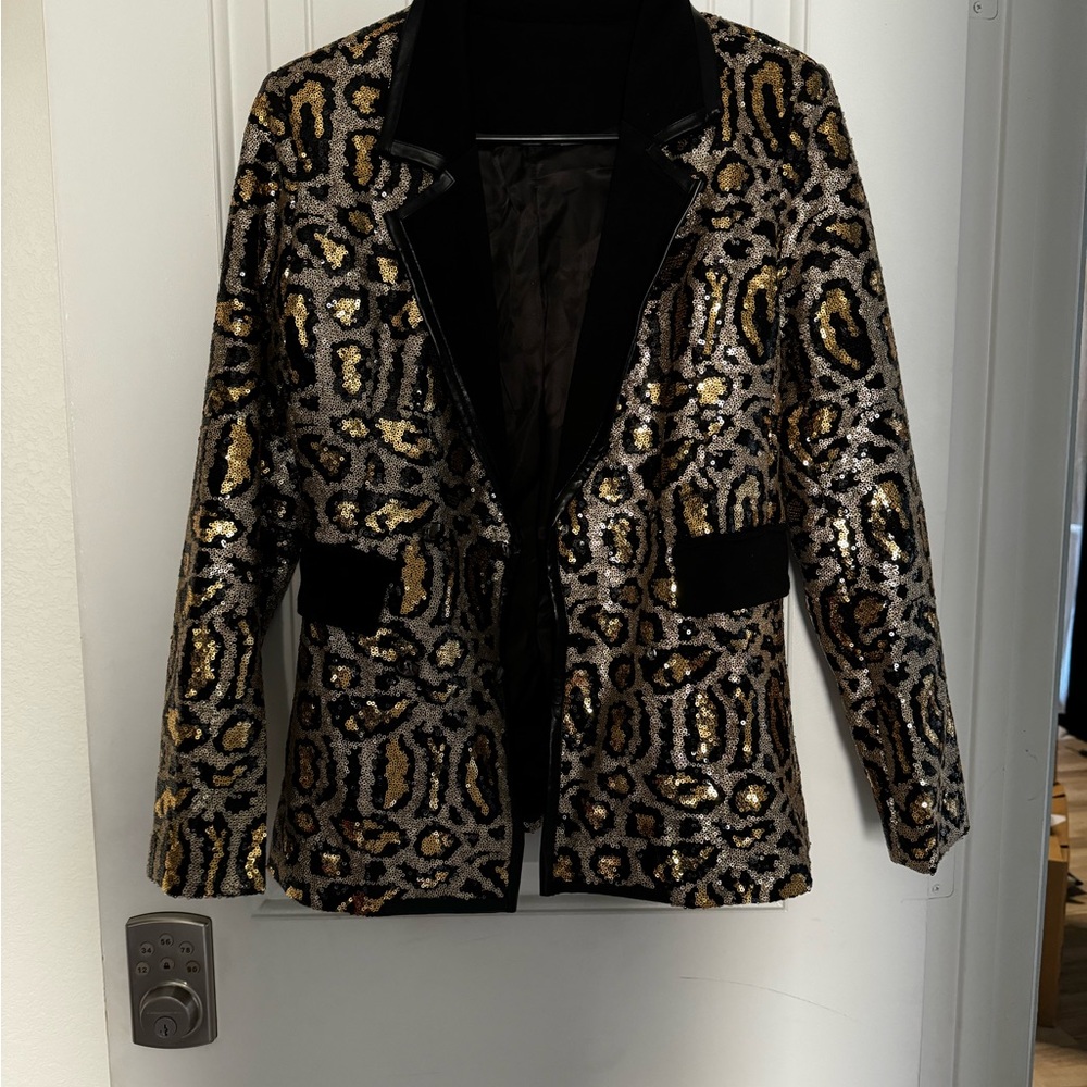 Leopard Print Sequin Jacket